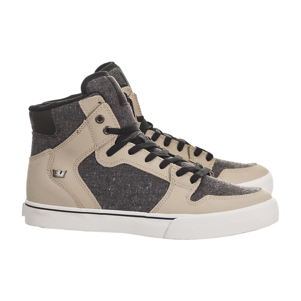 Baskets Montantes Supra Vaider Kaki Peyote/Black-White Homme | WKD-83678592